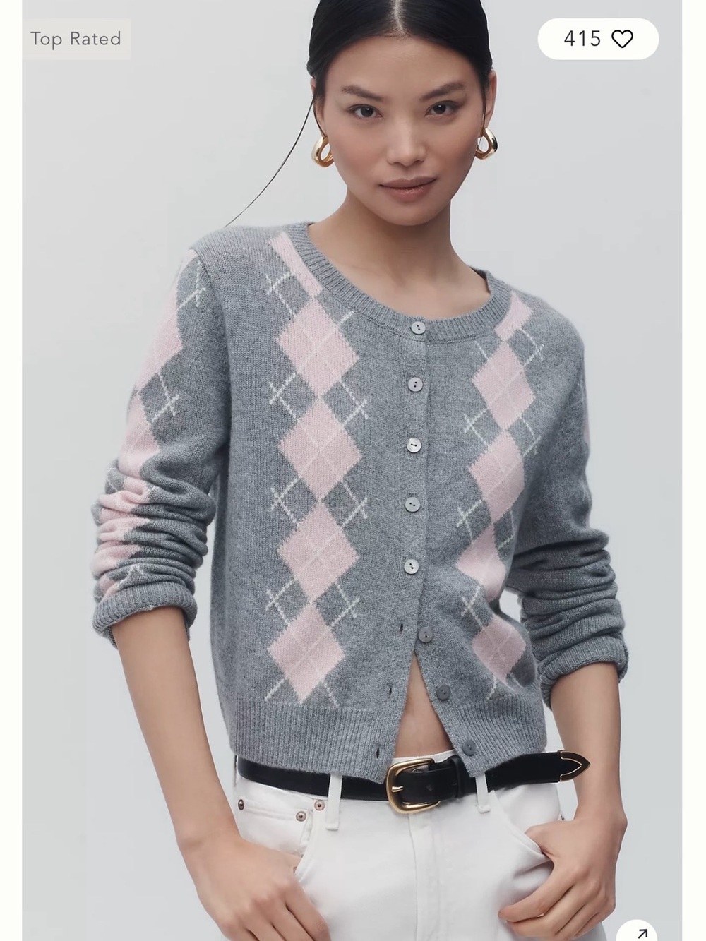 Reformation Clara Cashmere Crew Cardigan Sweater - Picture 8 of 8